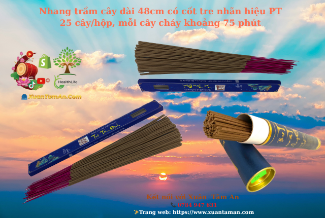 Hương Trầm PT - Que dài 48cm, lõi tre: Đặc Điểm Kỹ Thuật Nổi Bật